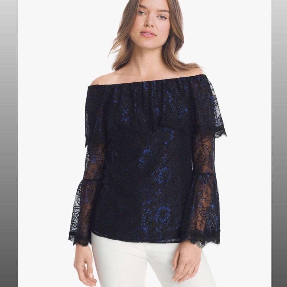 WHBM OFF-THE-SHOULDER LACE TOP - Picture 4 of 7